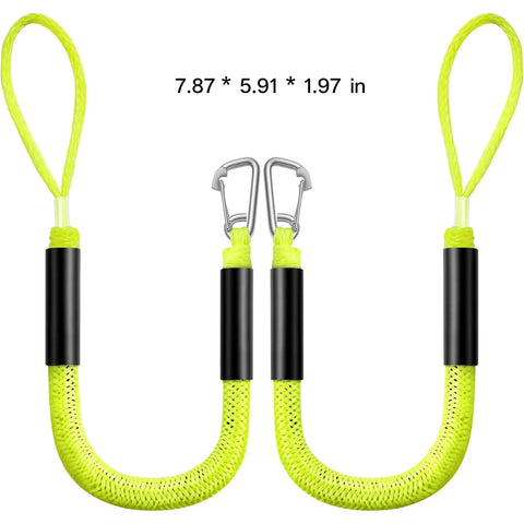 Elastic Bungee Dock Line For Boats, 4 Ft Mooring Rope With Stainless Steel Clip