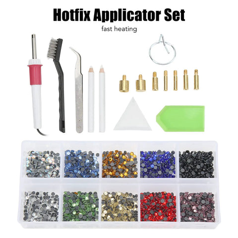 Fast Heat Hotfix Rhinestone Applicator Gear For DIY Crafts On Leather Clothes TShirts Wallets With Storage Bag Quick Heat Up In Minutes And Wide Application US Plug set with accessories and rhinestones