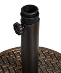 Heavy Duty 26.5 Lb Bronze Umbrella Stand For Patio Base With 15 Inch Diameter Stone Core, close-up of tightening knob