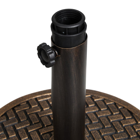 Heavy Duty 26.5 Lb Bronze Umbrella Stand For Patio Base With 15 Inch Diameter Stone Core, close-up of tightening knob