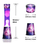 16 Inch Magma Lamp Liquid Motion Galaxy Design with Colormax White Wax in Purple Liquid Decal Base shown with dimensions