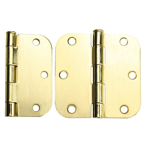 18 Pack Gold Door Hinges For Interior Doors, Satin Brass Finish, 3.5 Inch Hinges With 5/8 Inch Radius Corners, Durable Steel Construction