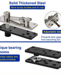 Heavy Duty 600Lbs Pivot Hinge For Doors, Ultra Strong 360 Degree And 180 Degree Swing, Stainless Steel Hidden Pivot Design, Built For Solid Wood Secret Doors, Heavy Bookcase Entries, And Murphy Door Install Projects. Adjustable stainless steel pivot hinge with black base