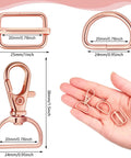 Slick D Rings Kit With Swivel Clasps Slide Buckles And Lobster Hooks For Handbags Lanyards Dog Gear and Craft Sewing showing sizes
