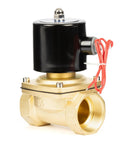 Solid Brass Solenoid Valve 1.5 Inch 24V DC Normally Closed With Viton Seal Durable High Temp Resistant For Gasoline Diesel Oils And Fluids Fast Response Shutoff For Industrial And Home Use, side view