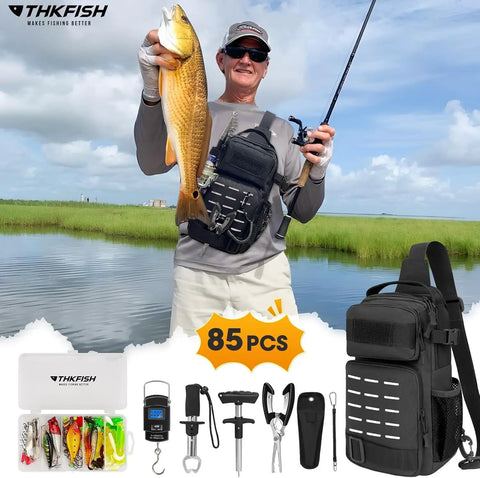 85 Piece Fishing Tool Kit With Backpack Pliers ✓