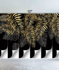 Epic 3D Cave Ocean Landscape Wall Mural for Bedroom and Living Room featuring gold leaves on black, 137x96 inches