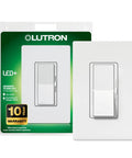 Slick Paddle Dimmer Switch With Custom Wallplate Advanced Led Single Pole Three Way Wiring No Neutral Required For No Sweat Install And Flicker Free Glow with packaging.