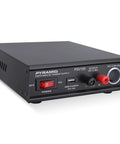 Beefy Universal Compact Benchtop Power Supply 12 Amp Variable Linear Regulated AC DC Converter With USB Port Cigarette Lighter 115 230V Input Screw Terminals Cooling Fan PSV150 Black For Home Lab, showing front panel with power switch and USB port.