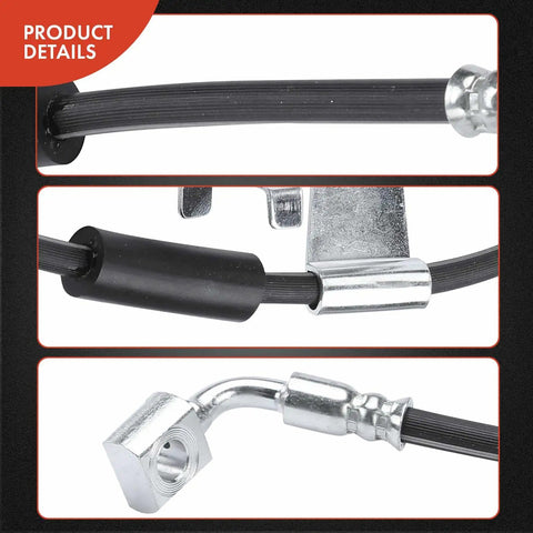Front Side Brake Hydraulic Hoses for Chevy GMC Cadillac Trucks and SUVs Pack of 2 close-up details view