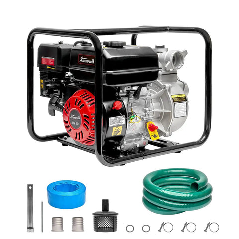 Beast Of A Gas Powered Trash Pump 2 Inch, 158 GPM, 7.5 HP 212cc Engine with 25ft discharge hose, fittings and accessories