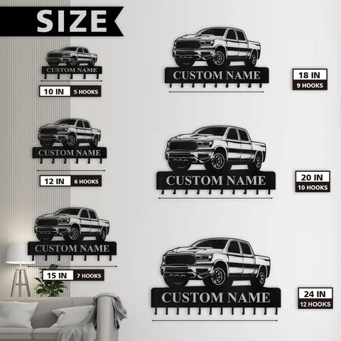 Dope Personalized Key Holder Wall Mount With Custom Name Heavy Duty Metal Car Key Rack And Hook Organizer sizes displayed