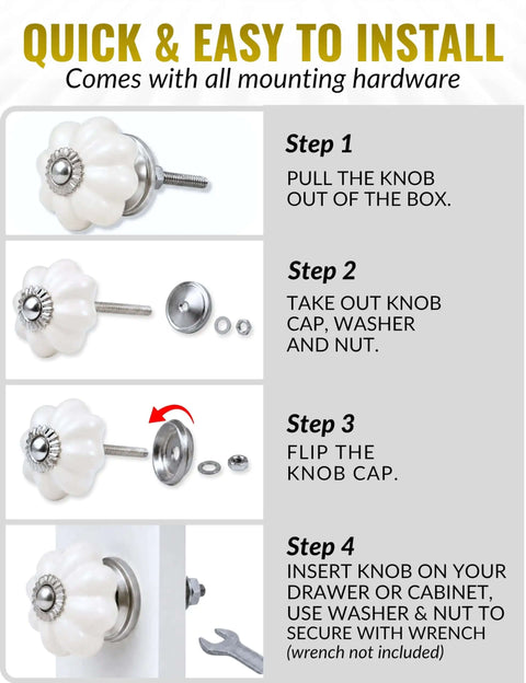 Installation steps for Antique Ivory Ceramic Dresser Knobs 2 Pack Hand Painted Vintage Drawer Pulls For Cabinets And Dressers