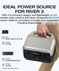 Person carrying River 2 Portable Power Station With 45W Solar Panel, 256Wh LiFePO4 Battery, showing lightweight design