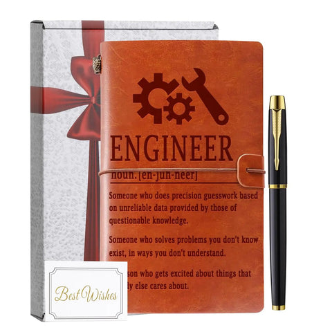 Mechanical Engineer Gifts Leather Journal Notebook With Premium Leather Cover For Engineers with pen and gift box