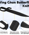 Illustration of Two Pack Wing Chun Training Swords 18.3 Inch Polypropylene Black Practice Blades With U Shaped Hand Guards