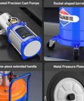 Pneumatic Grease Pump With 19 Inch Tubing And Grease Gun, Delivers 0.8 L Per Min For Auto Repair Machining And Equipment Maintenance, High Pressure 70 To 1 Output, Durable Barrel Pump For Mechanical Work with precision cast pumps and rocket barrel design.