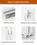 Installation steps for Double Frosted Glass Sliding Barn Door Kit For Closets, 72 By 80 Inches, Includes Hardware, Pre-Drilled Panels