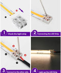 2 Pin 8mm LED Strip Connector Solderless Kit For 12V 24V White Single Color Tape Lights, transparent screw terminal with screwdriver