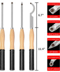 Do-It-All Carbide Tipped Wood Lathe Turning Tool Set With Rubber Handles, 8 Indexable Tools For Turning, Scraping, And Hollowing