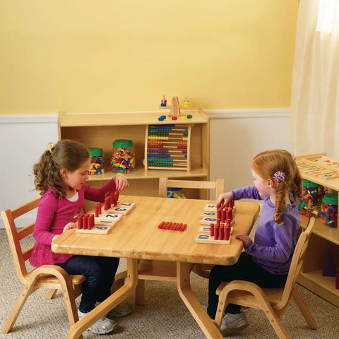 Children playing with Peg Number Board Set With 10 Rubberwood Boards 55 Wooden Pegs And Storage Bag For Montessori Math Learning