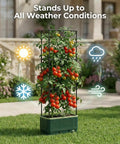 Raised Garden Bed Planter With Trellis For No Fuss Self Watering Tomatoes Climbing Plants And Veggies For Indoor Outdoor