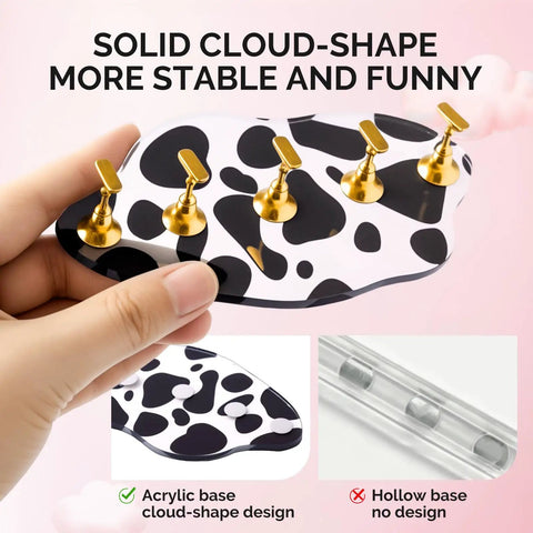Update Nail Stand Set For Press Ons With Two Spotted Cloud Magnetic Bases Practice Painting Display Includes Brush Holder