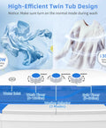 High-efficiency controls of No Sweat Portable Twin Tub Washing Machine, Compact Laundry Washer And Spinner Combo for Apartments.