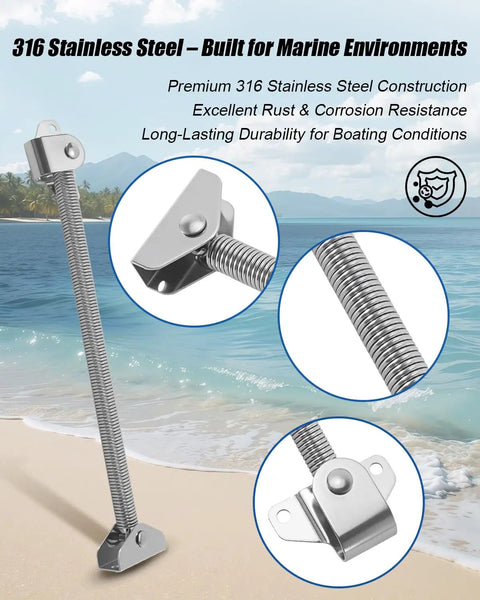 10 Inch Hatch Lid Support Spring In 316 Stainless Steel For Boats And Yachts, shown with focus on construction details.
