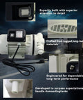 Heavy Duty Pro Rig Ready Def Transfer Pump Kit With Nozzle 10 GPM Self Priming 110 Volt Diaphragm Pump close-up view showing motor and materials.