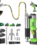 Cordless 12000 PSI Electric Grease Gun Kit with dual batteries, 48 inch hose, adapter, and tools for machinery and equipment