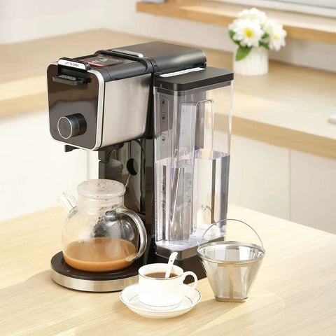 Ninja Dual Brew Pro coffee maker with reusable number four cone coffee filter for CFP301 CFP201 on kitchen counter.
