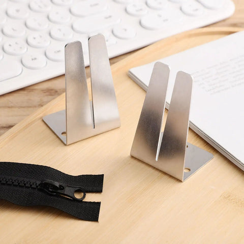 Two Pack Pro Grade Stainless Steel Zipper Jig Tool Set For Quick Zipper Slider Replacement with V-groove for #2.5 to #10.
