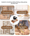 Top Tier Aluminum Wood Trimmer Router Base With Adjustable Slotting Bracket Drops Right In For Butter Smooth Routing And Reliable Cuts On Lumber Fits 65 Mm Bore Accepts 6 To 56 Mm Shafts in use with wardrobe, cabinet, bookshelf, and other wood furniture.