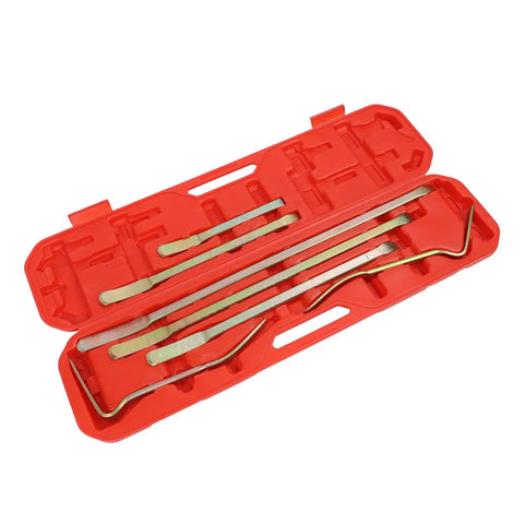 7 Piece Auto Dent Repair Kit With Heavy Duty Pry Bar Tools For Car Body Dents Door Dings And Hail Damage in red case