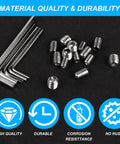 80 Piece Hex Set Screws Kit For Home DIY And Furniture Repair, Grub Screws M3 To M8 In Stainless Steel, shown with hex keys