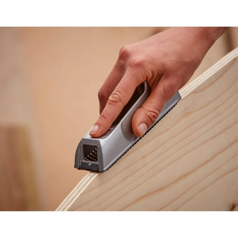Heavy Duty Metal Block Plane Surform Built Tough With Quick Release Fine Cut Blade And Thumb Screw For Tool Free Blade Change Perfect For Edges And Tight Spaces Durable Black And Yellow Construction smoothing wooden edge