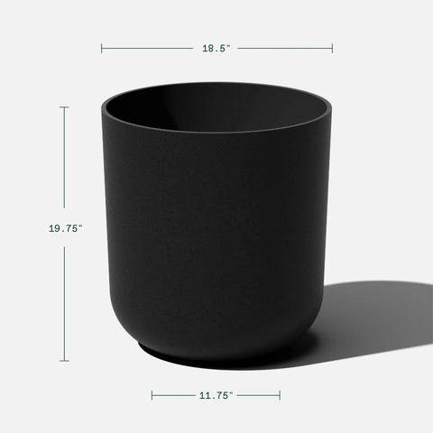 Round Black Plastic Planter Pots With Drainage Holes For Indoor Outdoor Use, Durable Plastic Stone Composite Planters Weatherproof