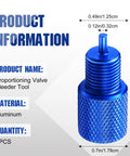 Solid Aluminum Two Piece Brake Proportioning Valve Bleeder Tool Kit For Disc And Drum Systems With Pv2 Pv4 Shuttle Valve Compatibility A No Hassle Gearhead Wrenching Workshop Essential, blue aluminum tool with detailed grip.