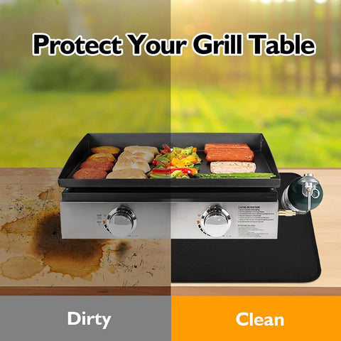 Image showing Heat Resistant Countertop And Grill Mats For Outdoor Grilling Up To 550 Degrees Fahrenheit Fireproof Table Protector with clean side under grilling station.