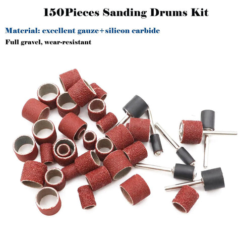 Aluminum Oxide Sanding Drum Kit With 198 Sanding Bands In 80 120 240 Grits And 12 Mandrels For Dremel Rotary Tools