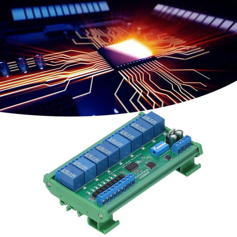 RS485 Relay Board 24V Industrial Relay Module With 8 Inputs And 8 Outputs DIN Rail PLC Expansion