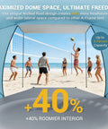 Pop Up Beach Tent With Extended Canopy For 4-6 People CumbreX Sun Shelter interior showing volleyball game