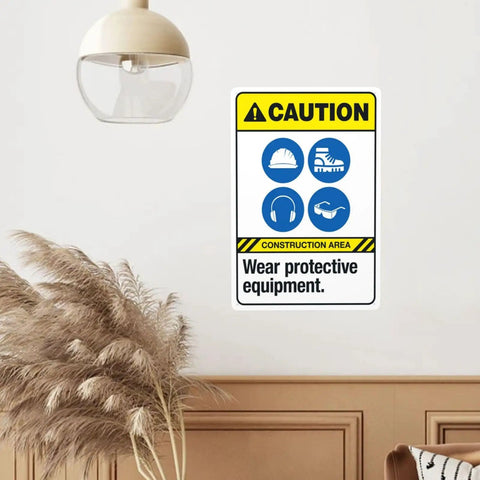 Gear Up Safety Sign Wear Protective Equipment Warning Sign For PPE Gear At The Job Site 8 By 12 Inches Metal Plaque on Wall