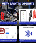 Upgrade Bluetooth Car Battery Tester For 6V And 12V Systems With 100-2000 CCA, Cranking And Alternator Analysis, Battery Load Testing, Volt Meter, Android iPhone And Launch X431 Compatible, SUV Truck Motorcycle RV ATV Pro Grade Gadget showing app setup and Bluetooth connection