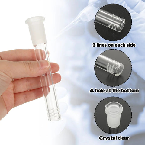 Eight 4.7 inch thick borosilicate glass tube held in hand, 14mm diameter, smooth interior, pro-grade heat-resistant for kitchen and DIY.