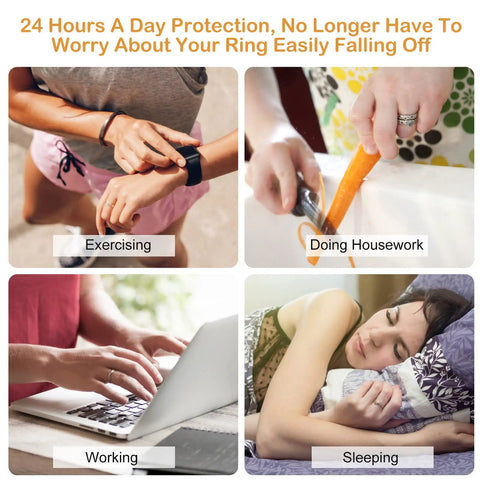 Using Clear Silicone Ring Guards Set For Loose Rings during activities like exercising, doing housework, working, and sleeping.