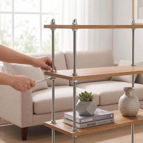 52 Piece Stainless Steel M6 Hardware Kit With 10 Inch Threaded Rods, Hex Lock Nuts, Acorn Cap Nuts, And Flat Washers, DIY shelf assembly