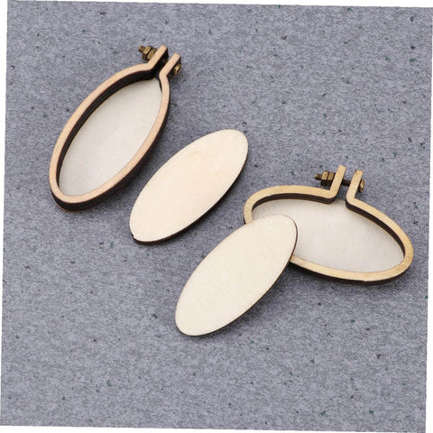 Five Piece Mini Wood Embroidery Hoops Set With Screws For Cross Stitch And DIY Needlework, small smooth wooden rings on fabric
