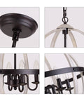 Dope Farmhouse Rustic Globe Orb Chandelier In Oak And White Finish Four Light Pendant close-up details